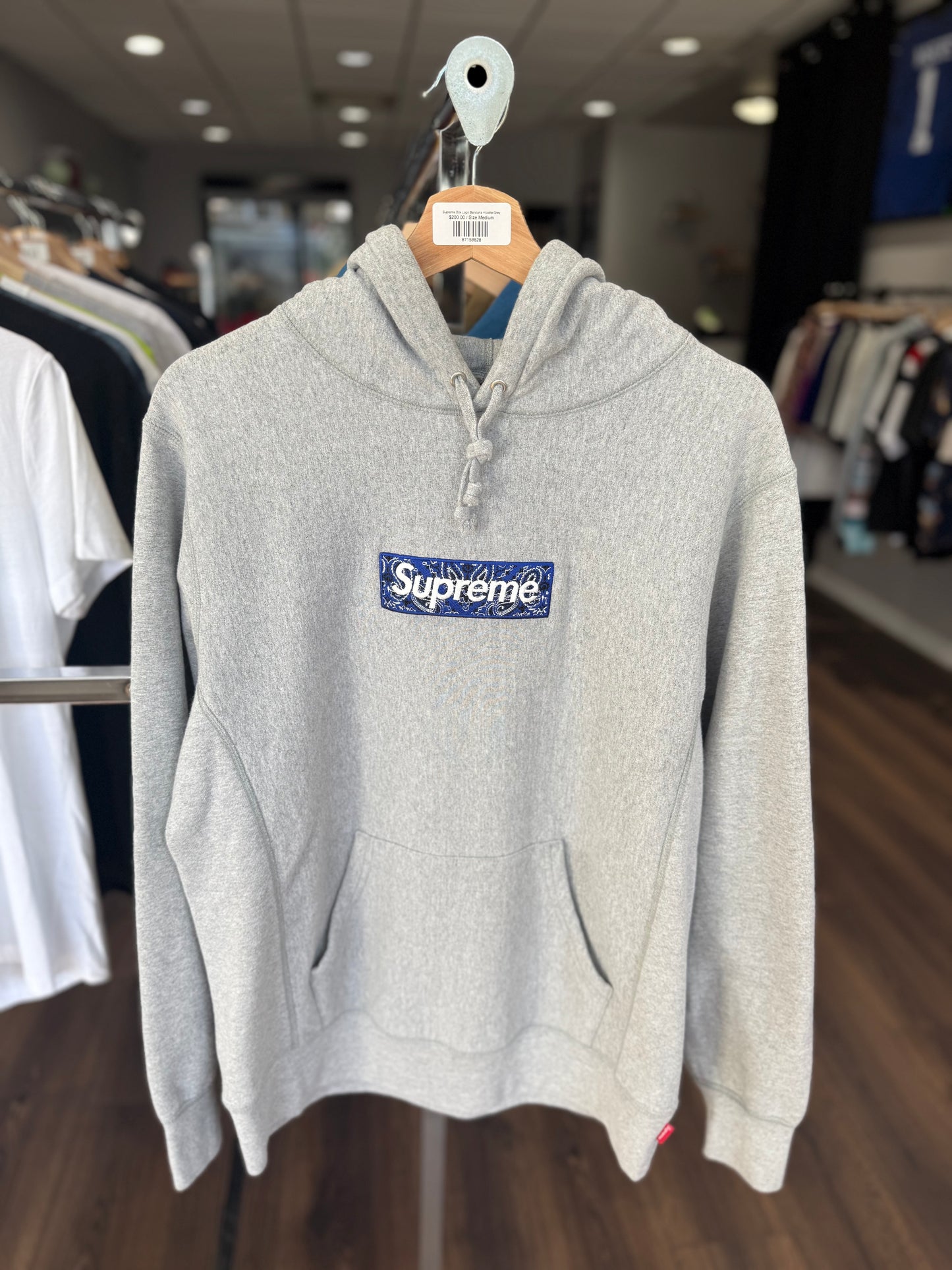Supreme Box Logo Bandana Hoodie Grey
