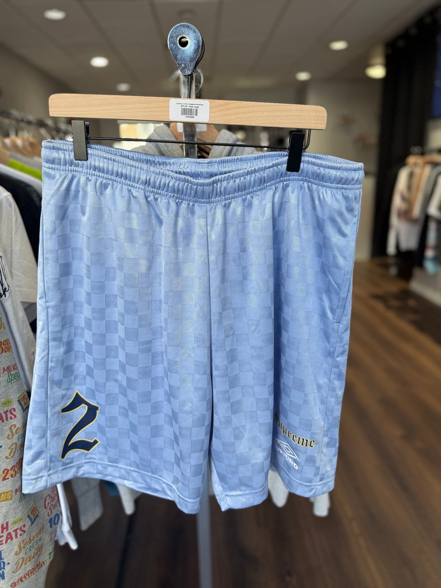Supreme x Umbro Checkered Shorts Blue