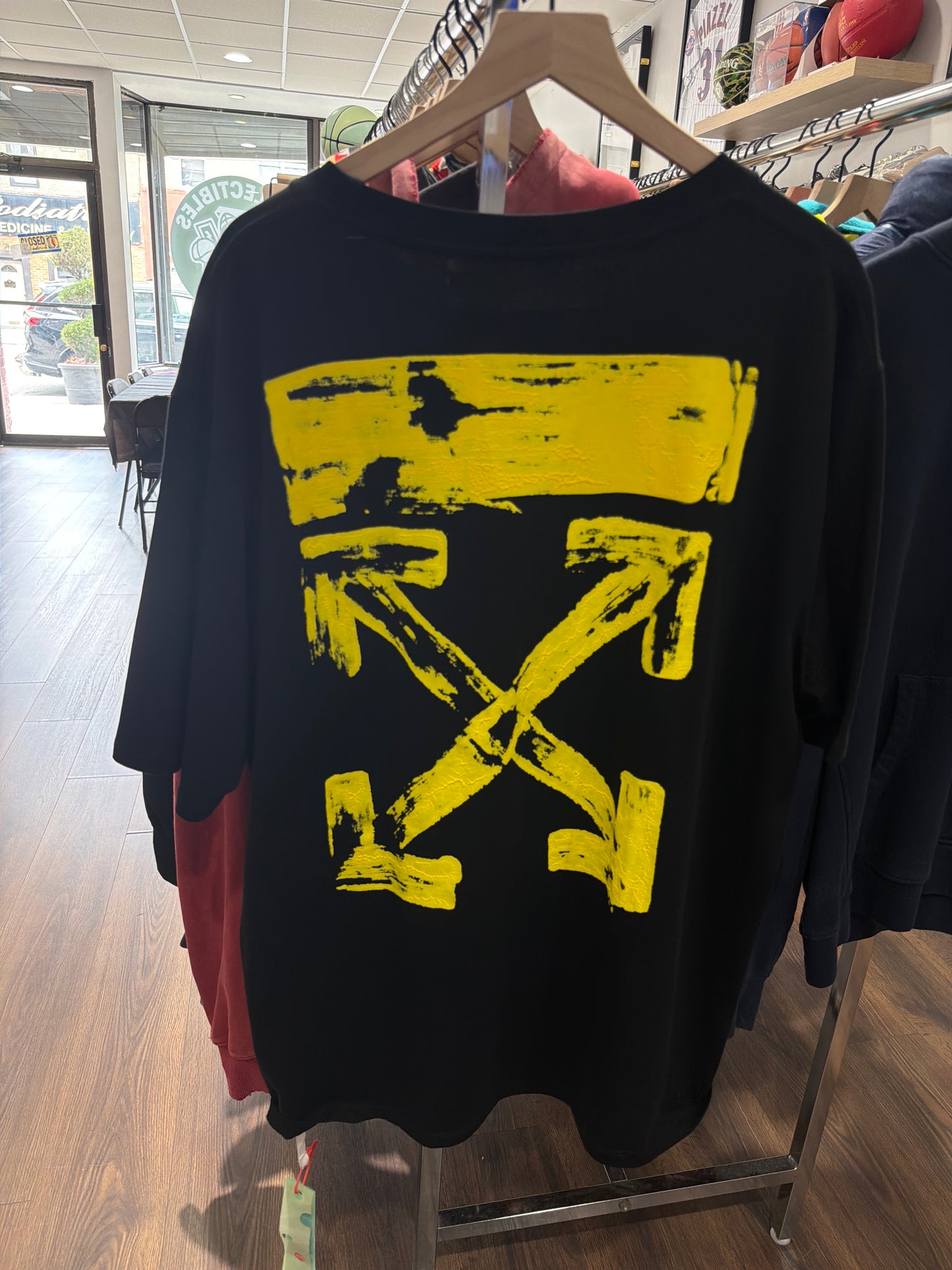 Off-White Yellow Brushstroke Tee Black