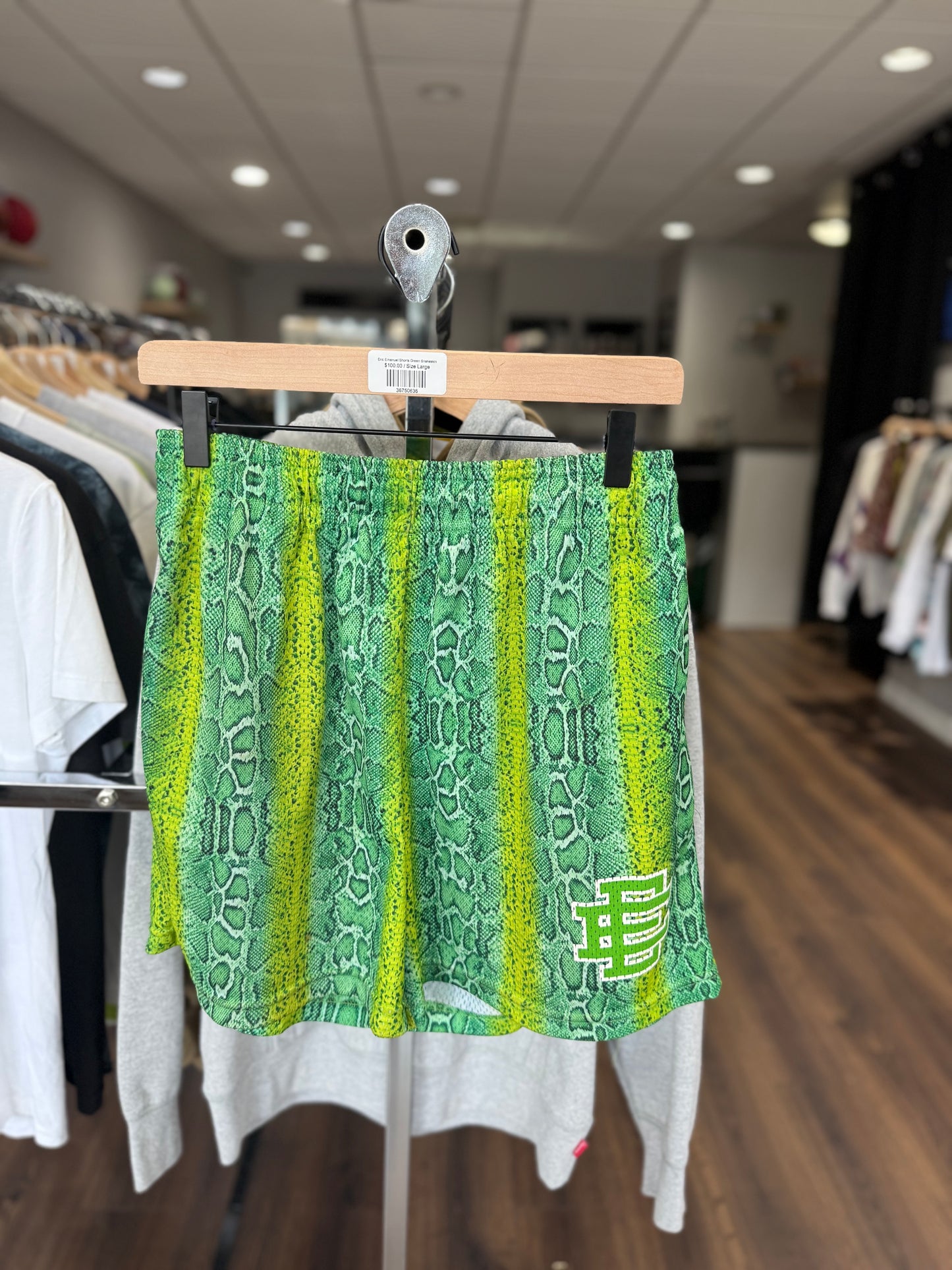 Eric Emanuel Shorts Green Snakeskin