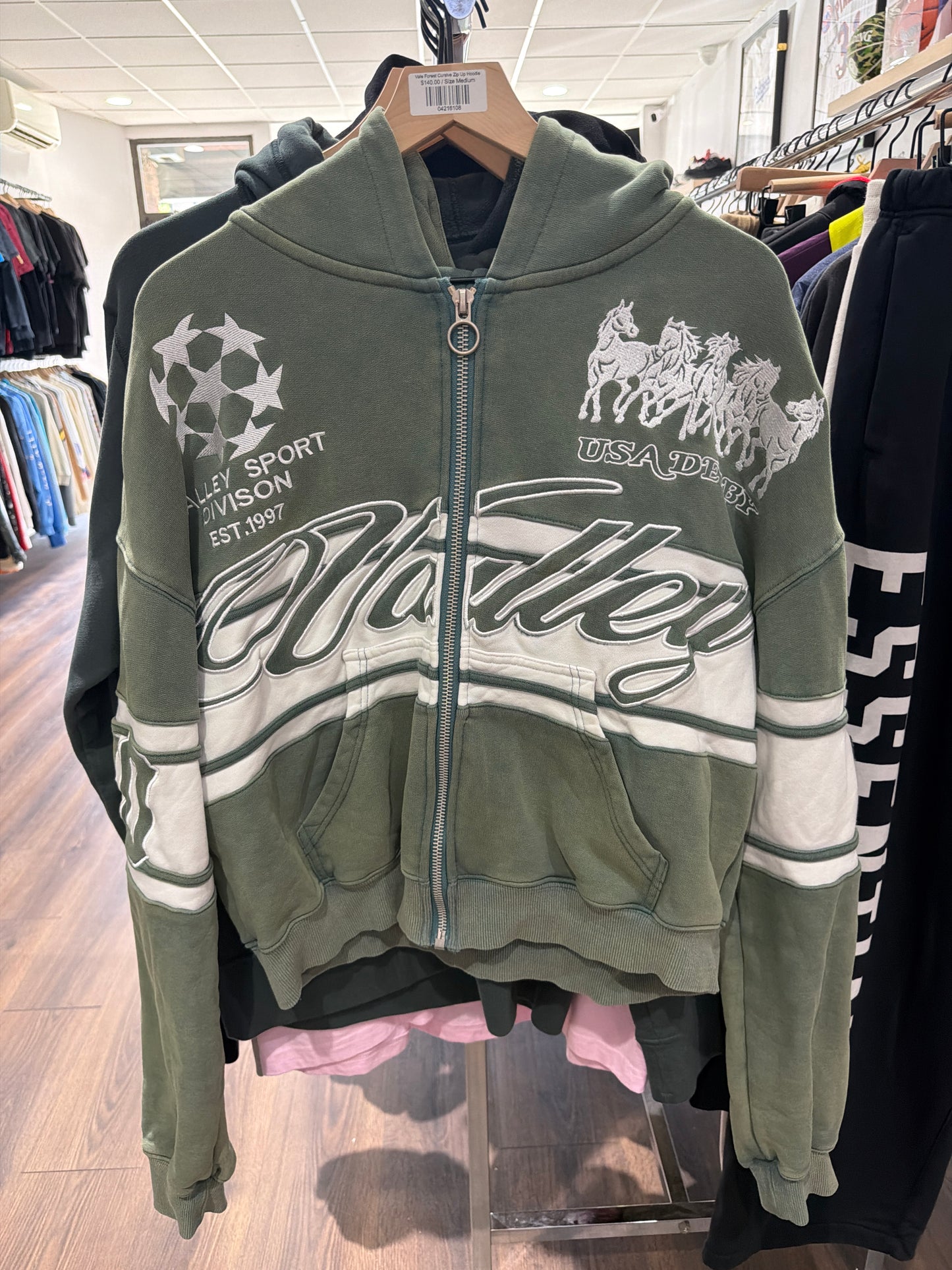 Vale Forest Cursive Zip Up Hoodie