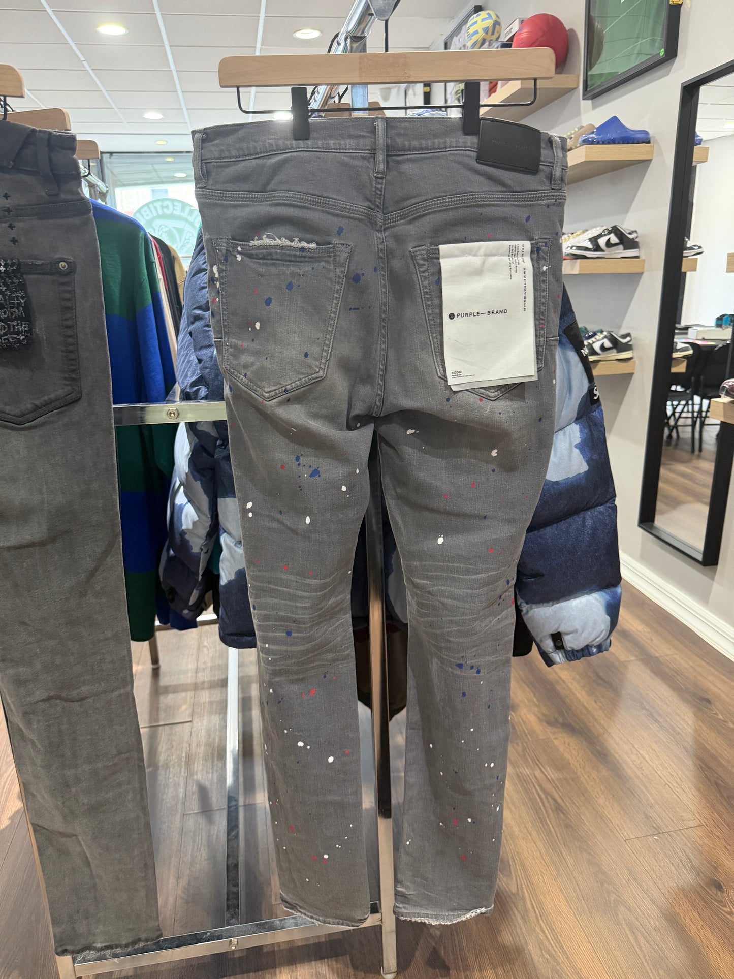 Purple Gray Paint Splatter Denim Jeans