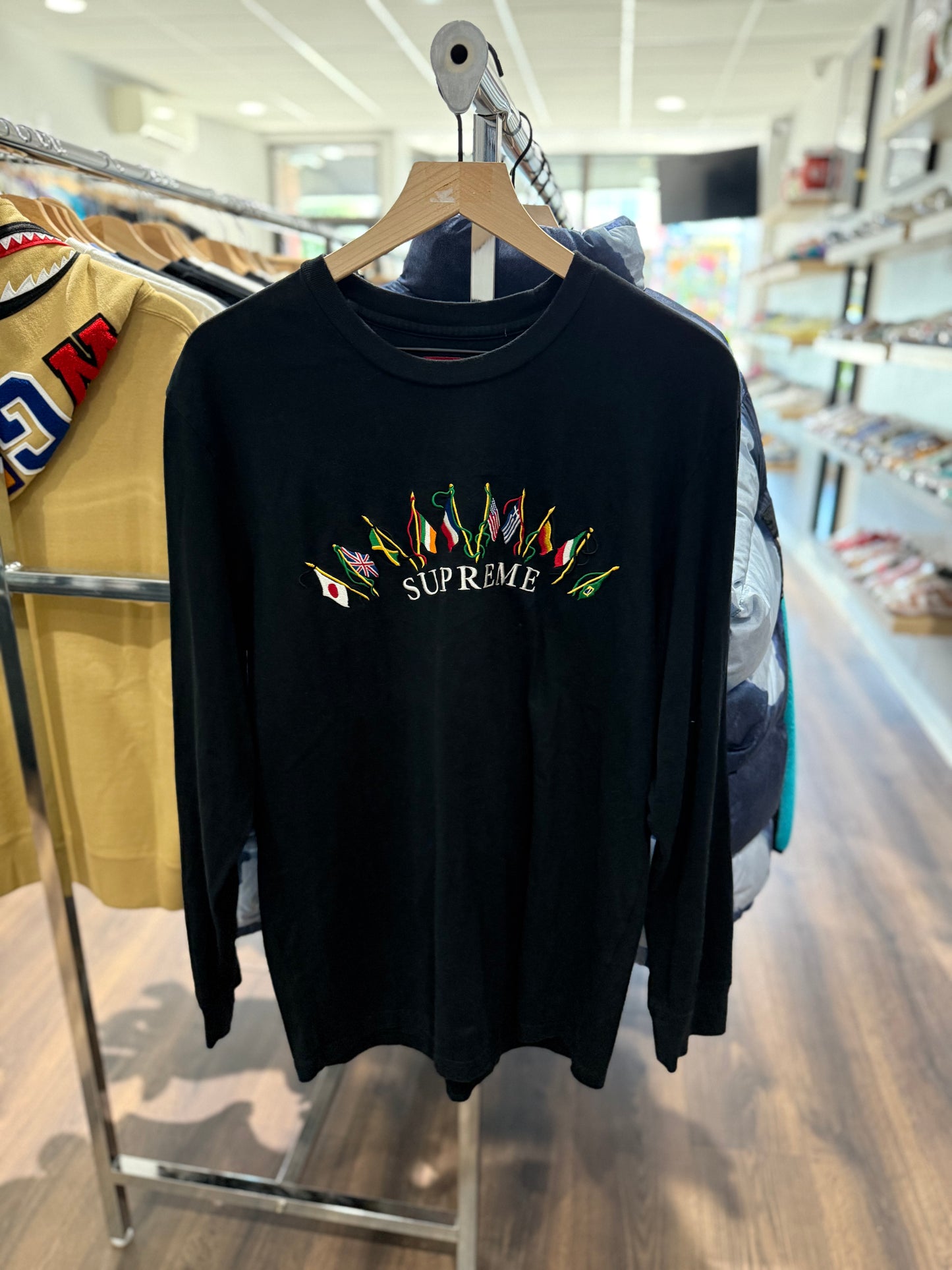 Supreme Flags Embroidered L/S Tee Black