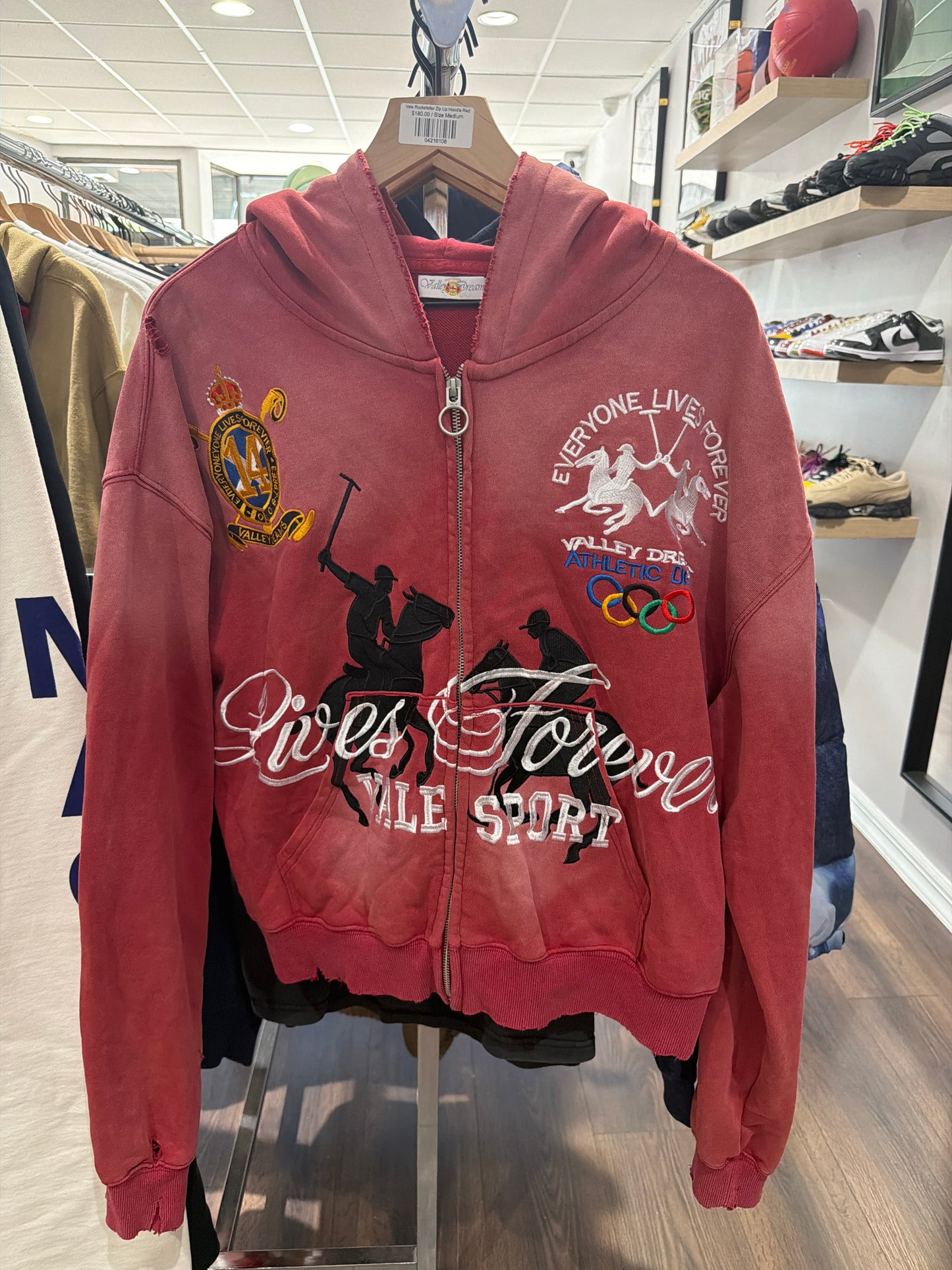 Vale Rockefeller Zip Up Hoodie Red