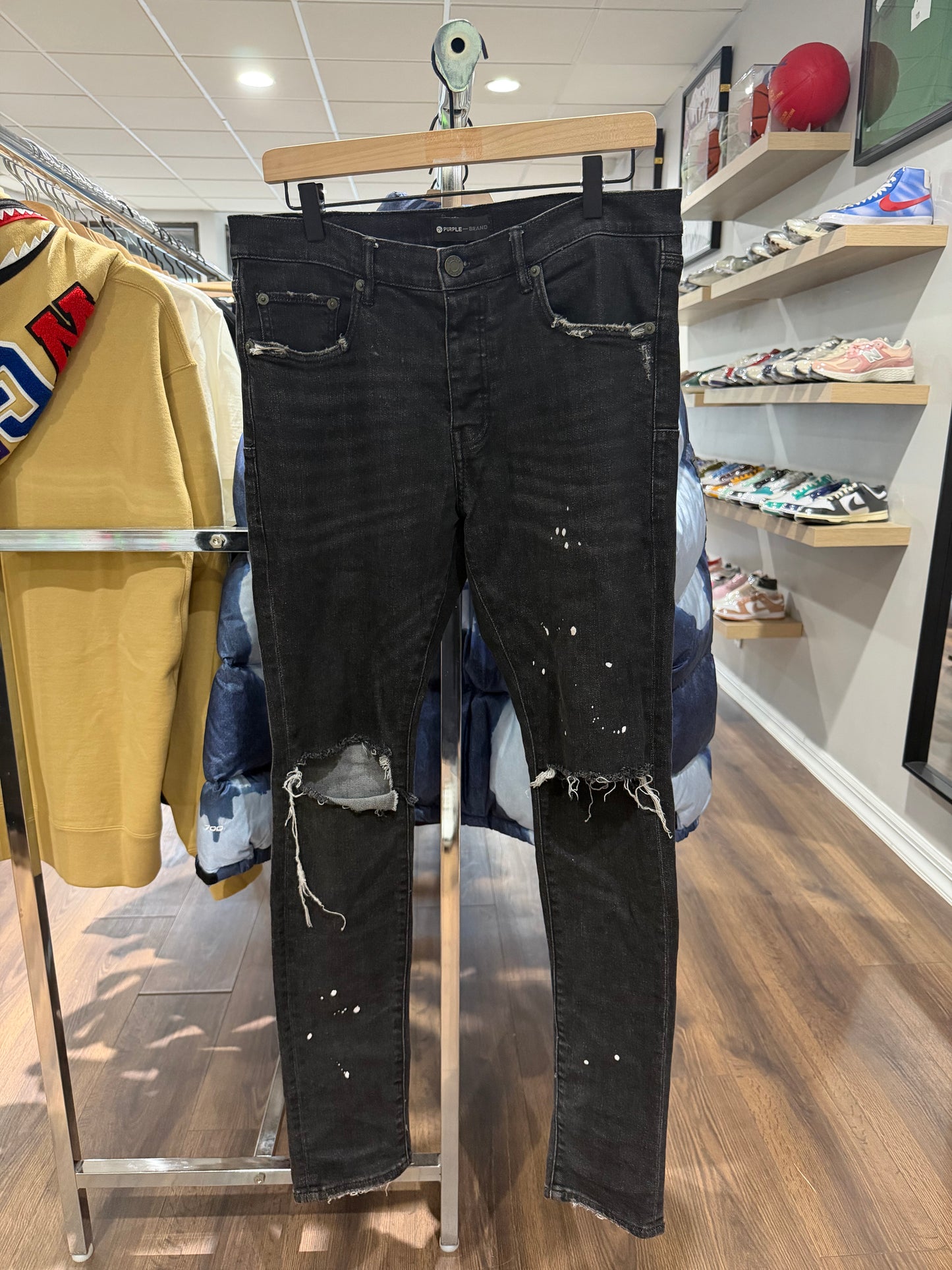 Purple Black Denim Ripped Jeans