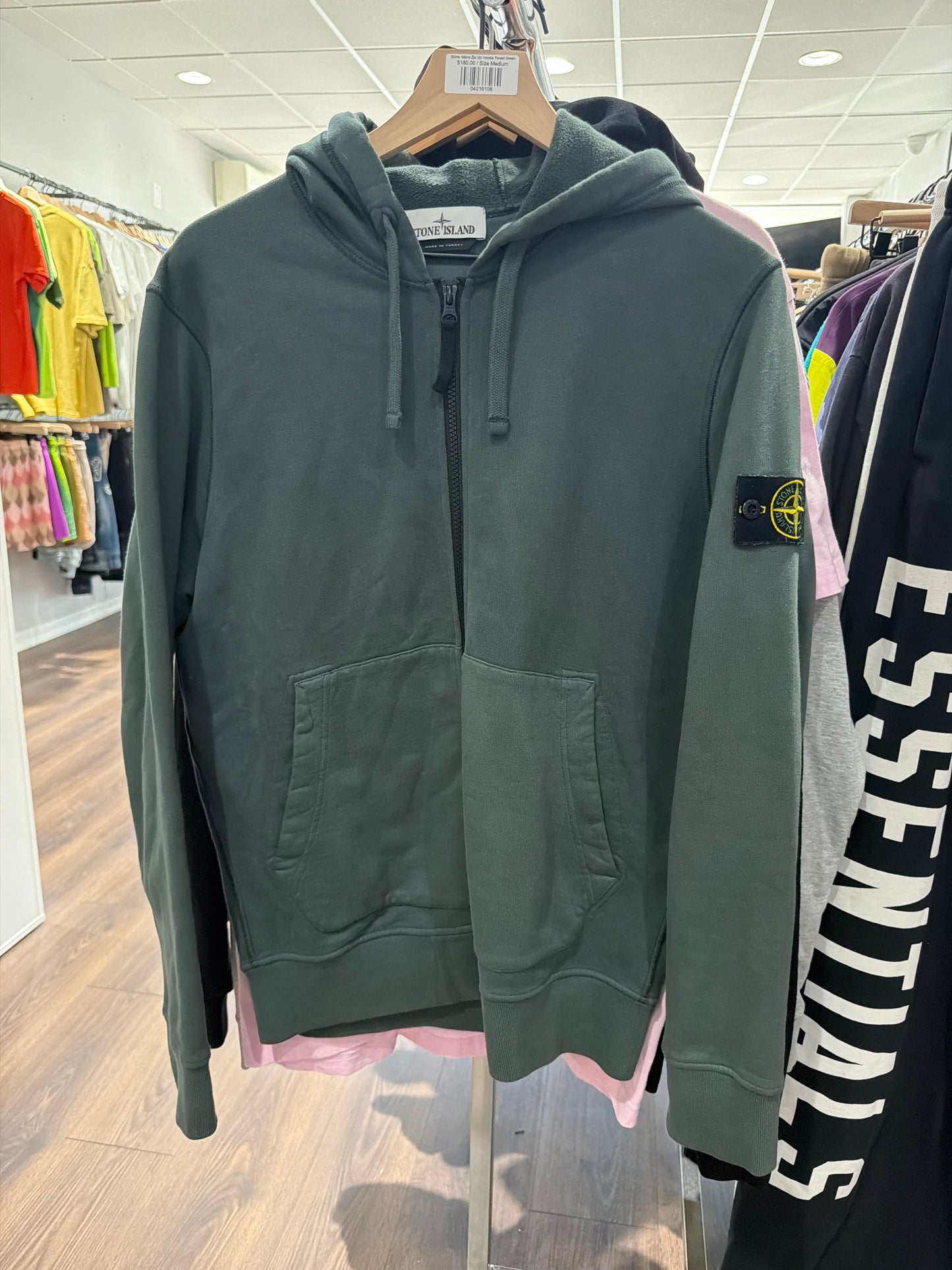 Stone Island Zip Up Hoodie Forest Green