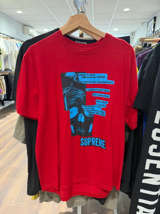 Supreme Skeleton Quote Tee Red Blue