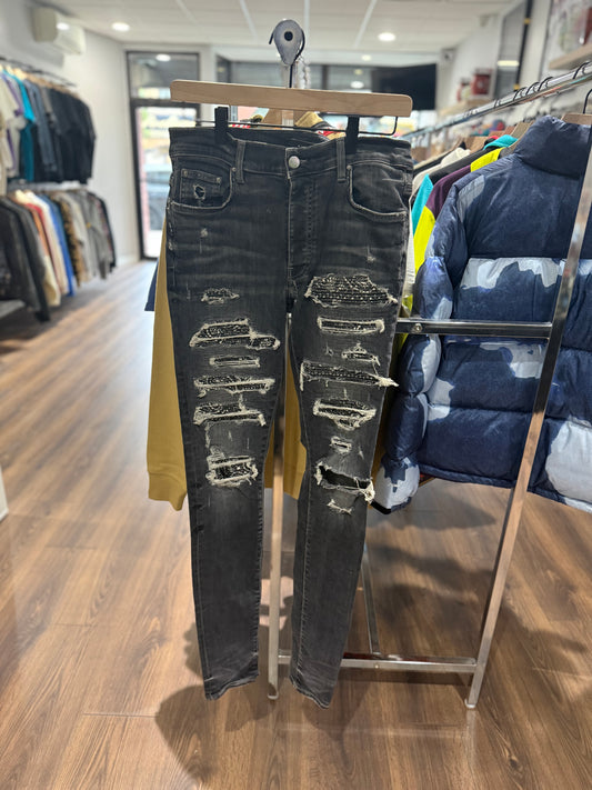 Amiri Black Bandana Jeans