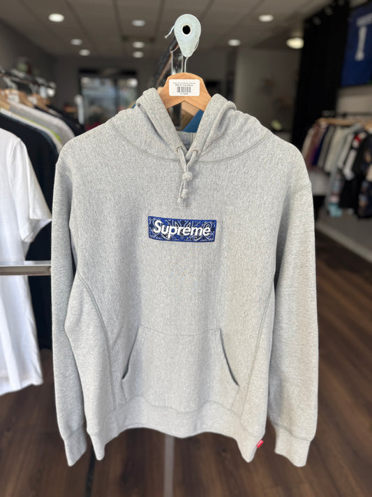 Supreme Box Logo Bandana Hoodie Grey