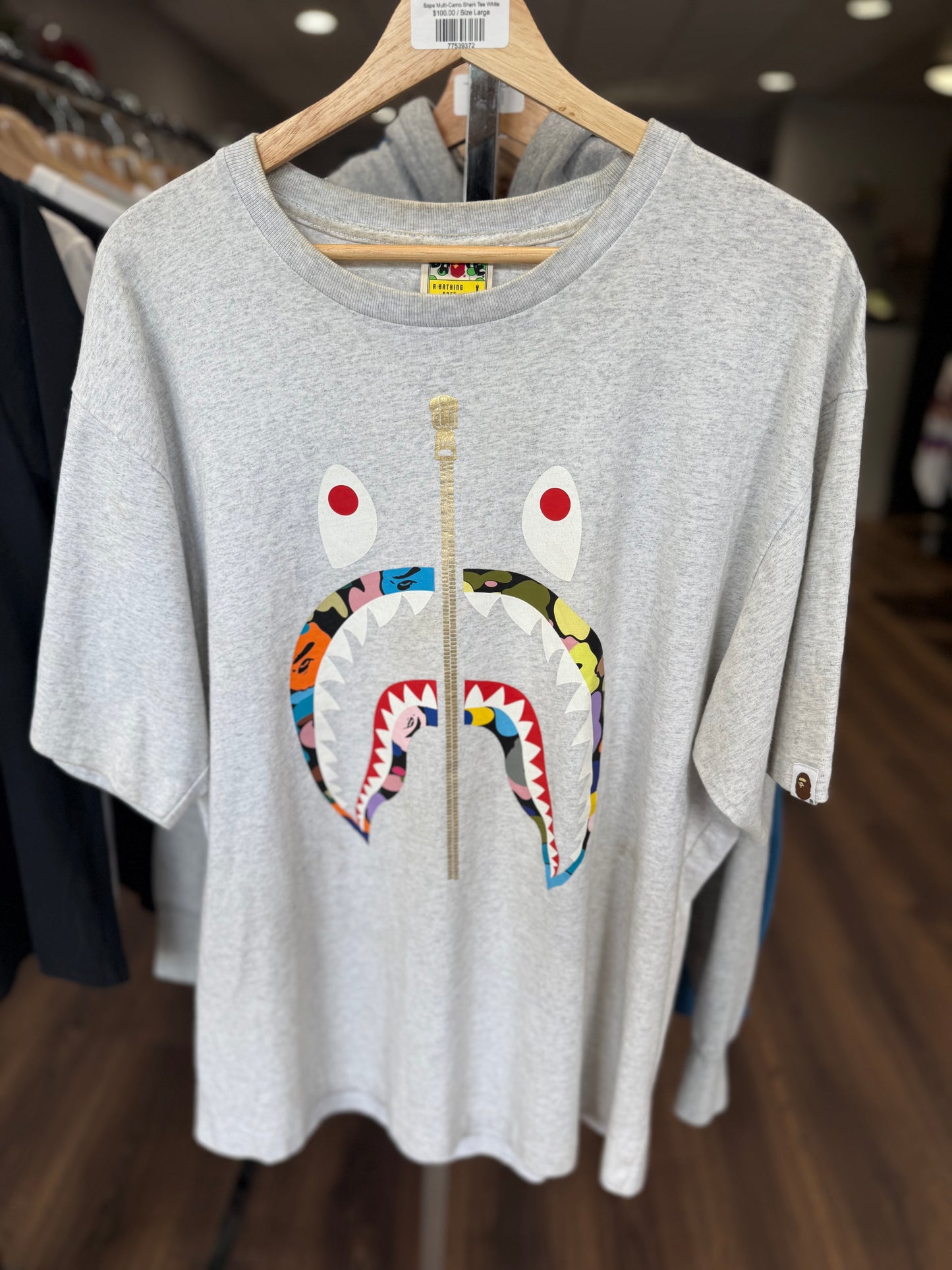 Bape Multi-Camo Shark Tee White