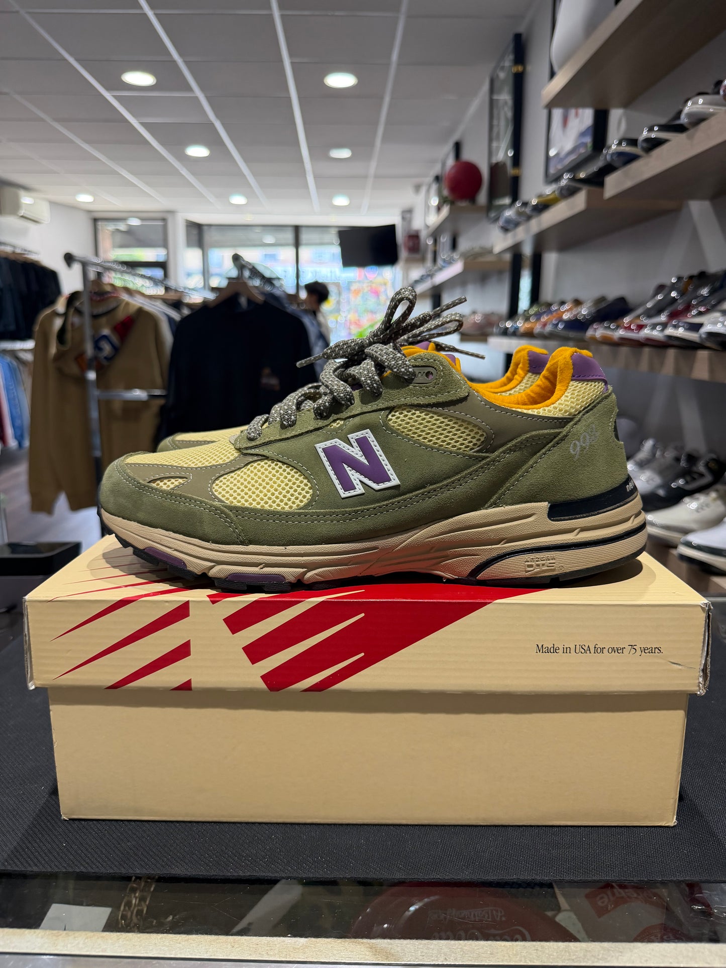 New Balance 993 MiUSA Teddy Santis Olive Leaf Maize