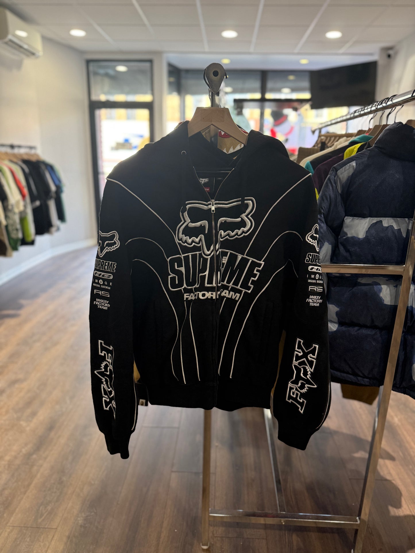 Supreme Fox Racing Zip Up Hoodie Black