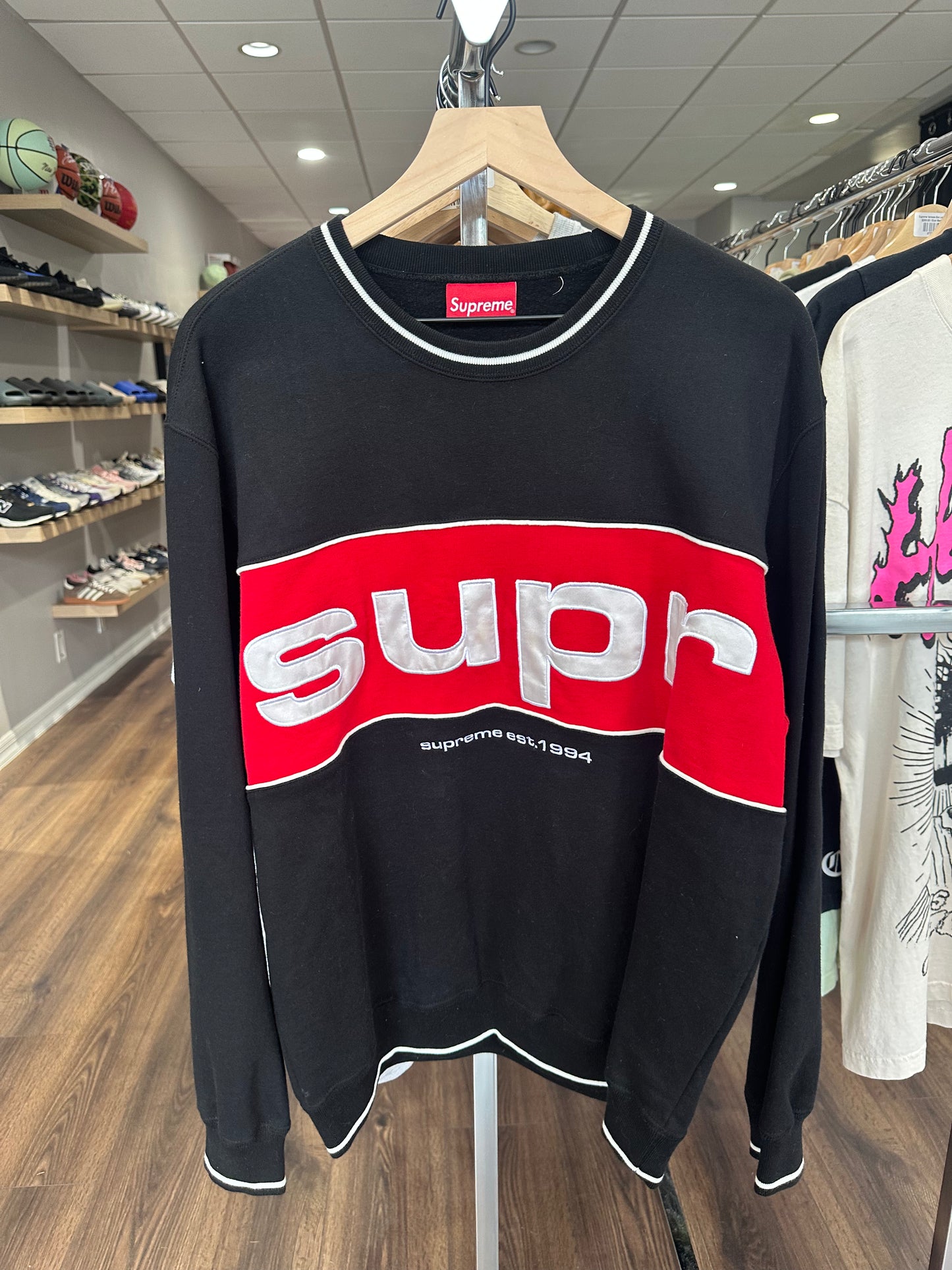 Supreme Piping Crewneck Black (FW19)